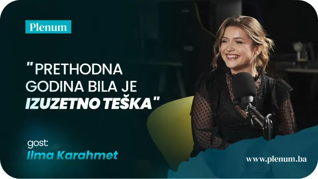 Ilma Karahmet smiling and speaking into a microphone during a Plenum interview with quote about last year being exceptionally difficult.