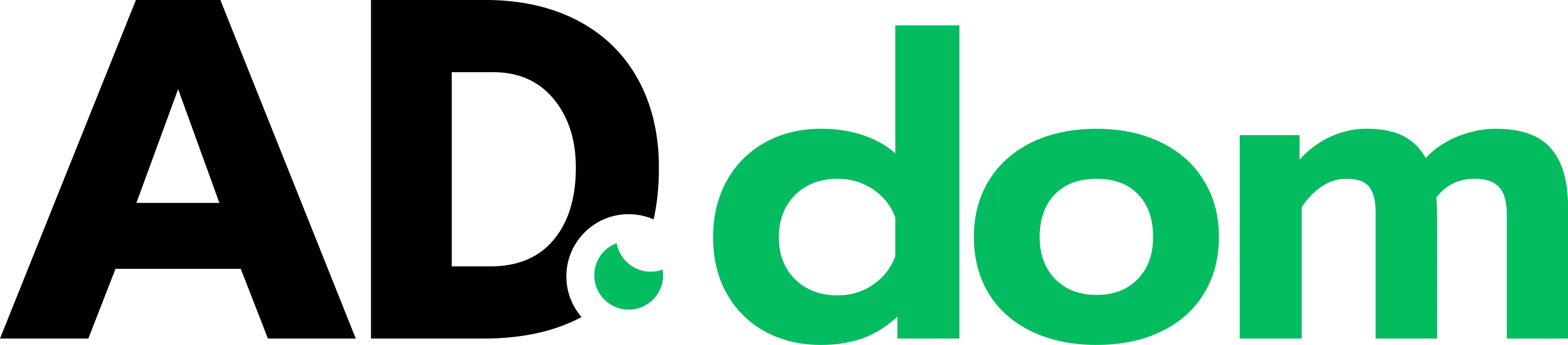 Green lowercase letters spelling 'dom' on a black background.