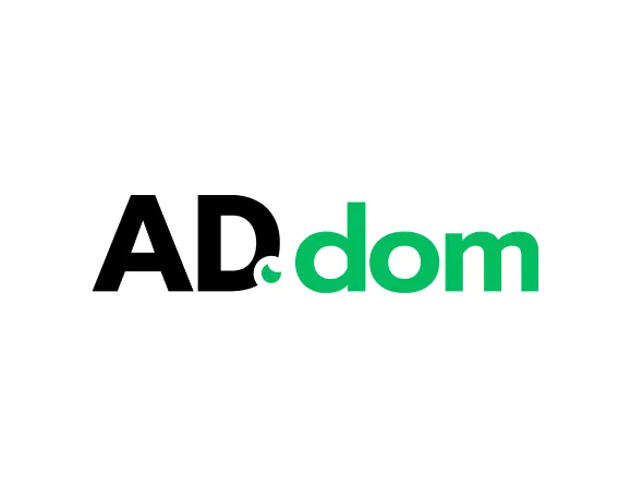 ADdom logo with 'AD' in black and 'dom' in green text.