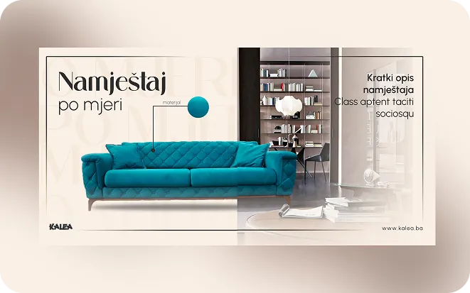 Teal upholstered sofa with quilted backrest in a modern living room setting with bookshelf and pendant light.