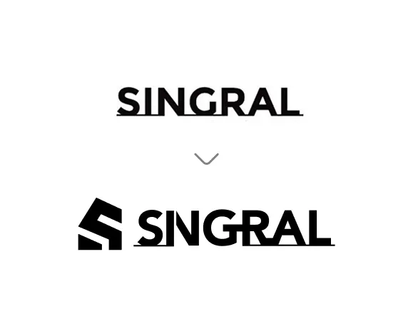 Two versions of the Singral logo, the top is plain text, the bottom includes a stylized 'S' icon to the left of the text.